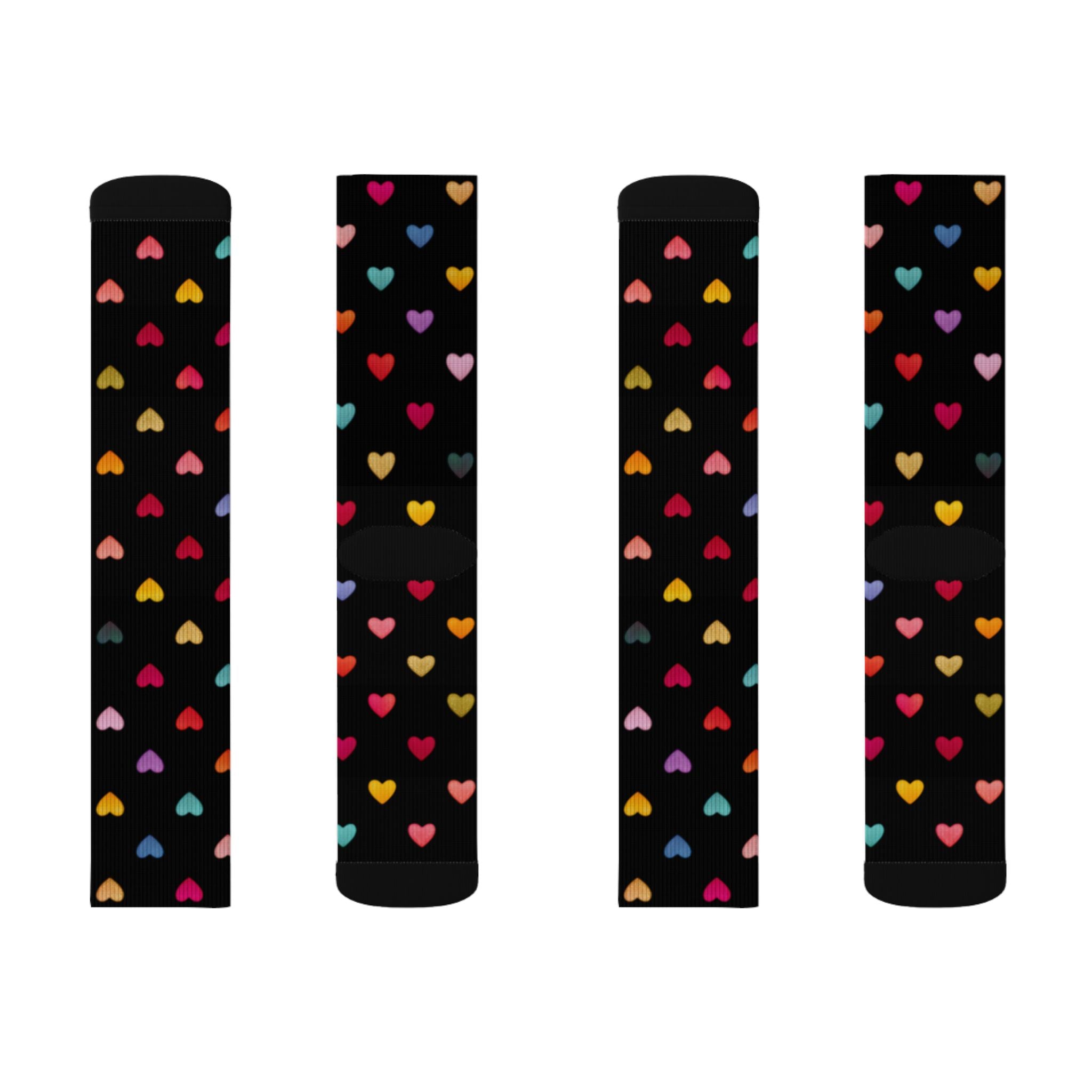 Wild Hearts Black Socks — Fun, Playful & Happy Pattern