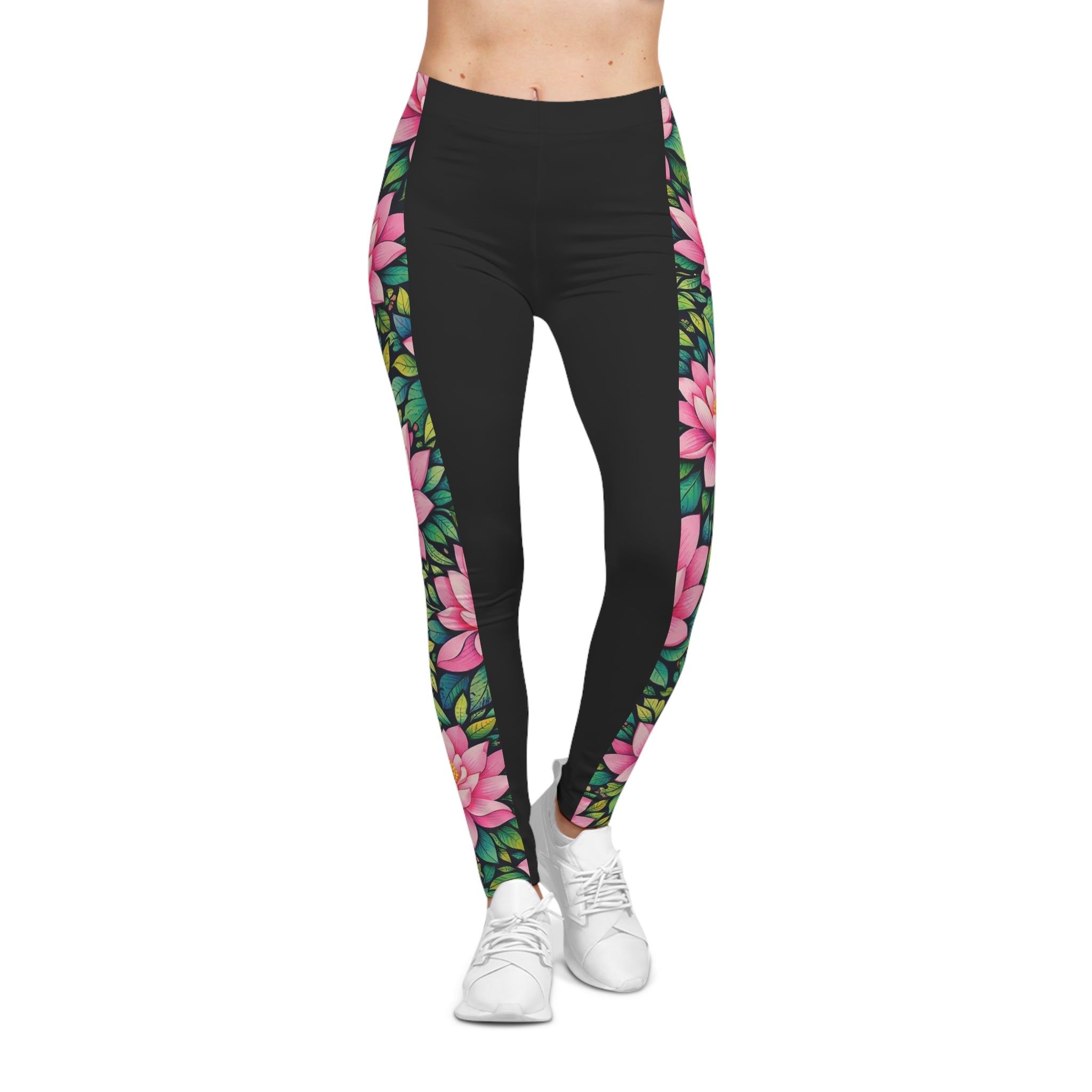 Lotus Flow Women's Casual Leggings — Floral Yoga Leggings