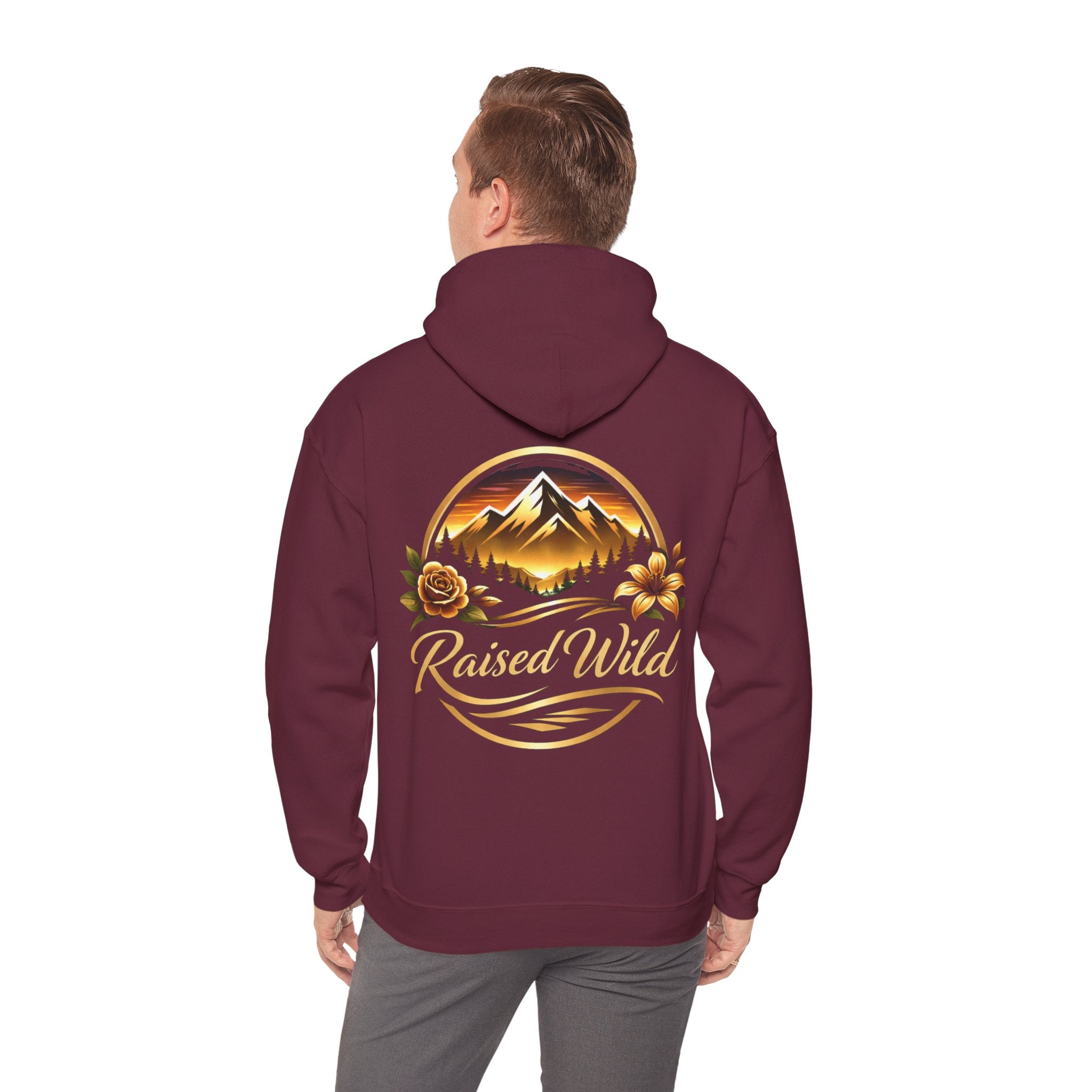Raised Wild Hoodie — 'Wild State of Mind' Mountain Graphic Hooded Sweatshirt