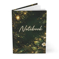Hardcover Journal — Green Botanical Notebook with Gold Lights ("Notebook" / "Raised Wild")