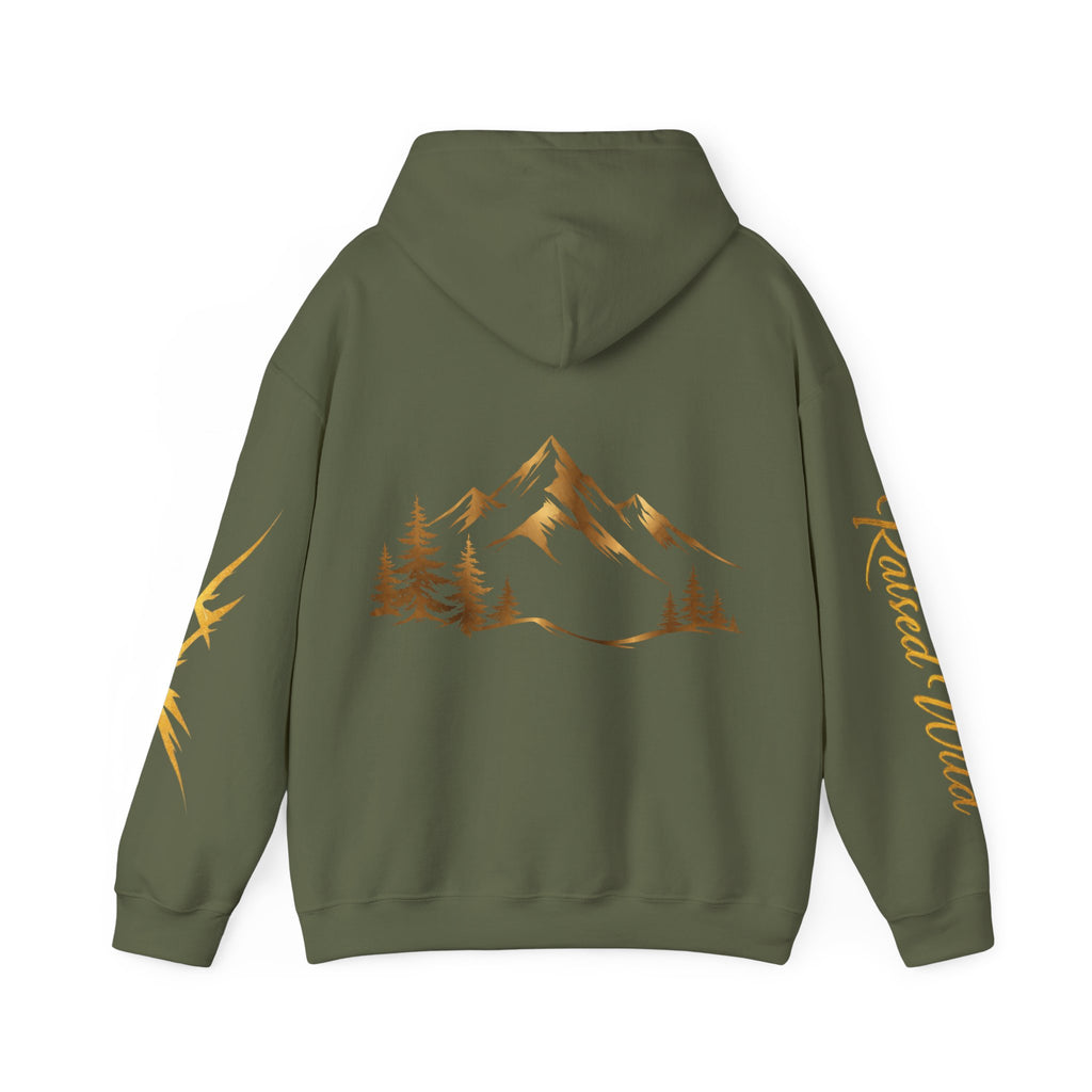 Golden Mountain Floral Hoodie — Nature-Inspired Adventure Pullover