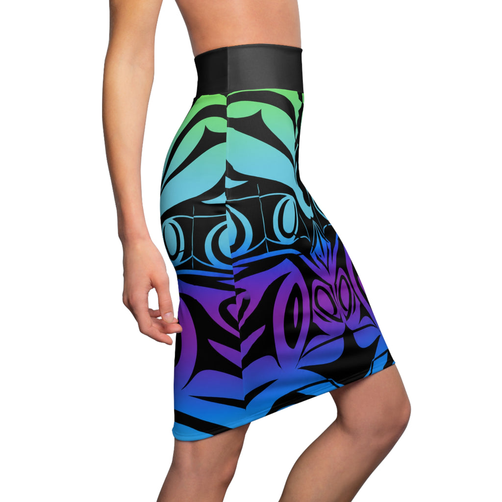 Indigenous Bright Print Pencil Skirt — Sexy All-Over Design