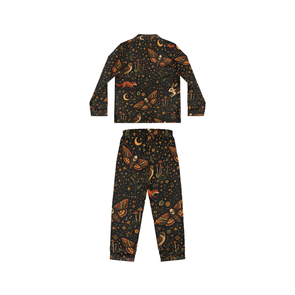 Women's Satin Pajama Set — Celestial Moth & Fox Printed Loungewear