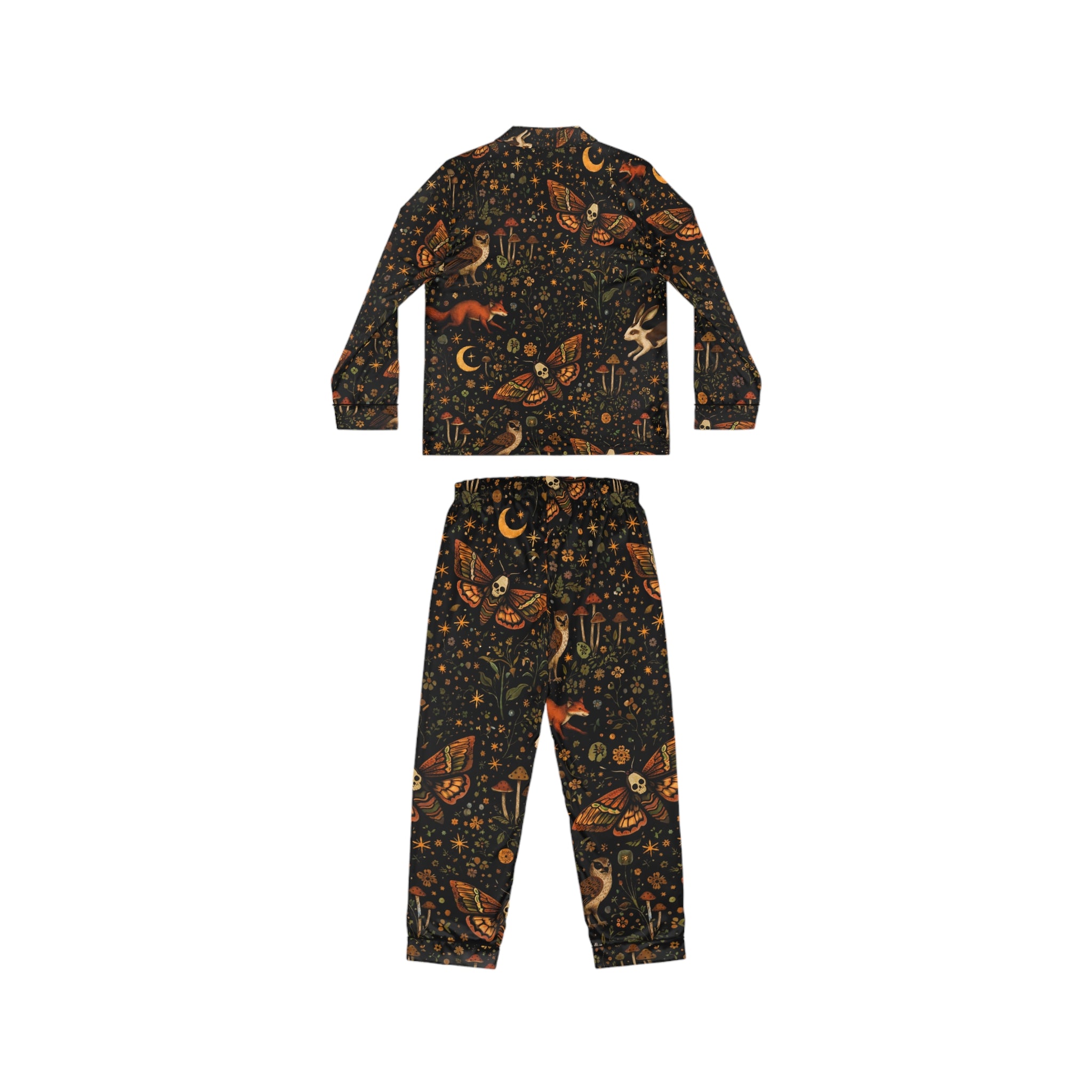 Women's Satin Pajama Set — Celestial Moth & Fox Printed Loungewear