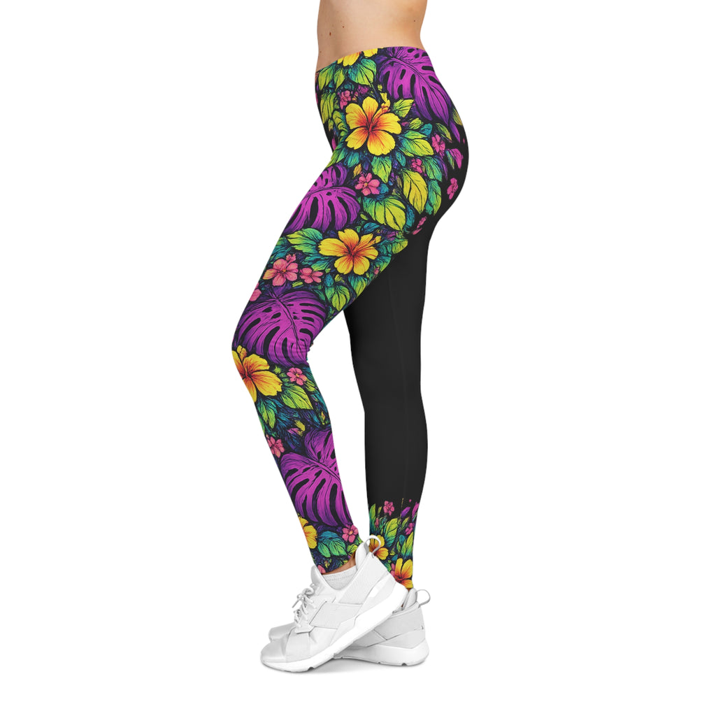 Black Tropical Jungle Leggings