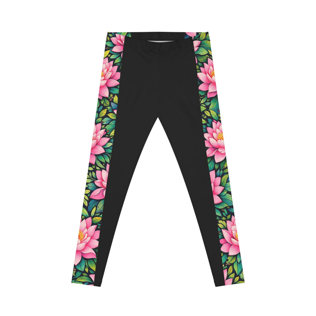 Lotus Flow Women's Casual Leggings — Floral Yoga Leggings
